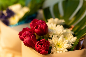 Couple with masks celebrating. Virus and illness protection, home quarantine. COVID-2019