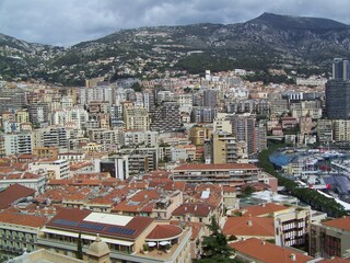 View towards a part of Monaco in front of the Maritime Alps