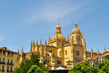 Fototapeta na wymiar View of the Cathedral in Segovia, Spain