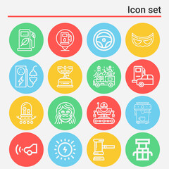 16 pack of gas  lineal web icons set