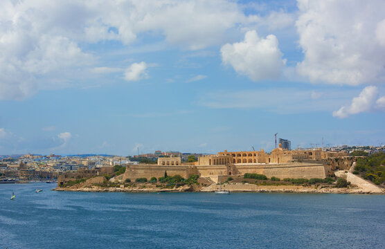 View of Manoel fort from Marsamxett harbour, Malta