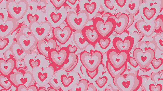 Multicolored Heart pattern background. Valentine Wallpaper with Light Pink and Dark Pink love hearts.