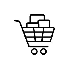 Shopping cart with boxes icon