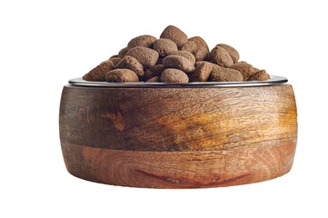 Bowl filled with dried pet pellets or biscuits