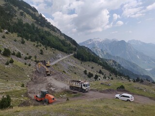 paving road to mountains, Theth, construction work