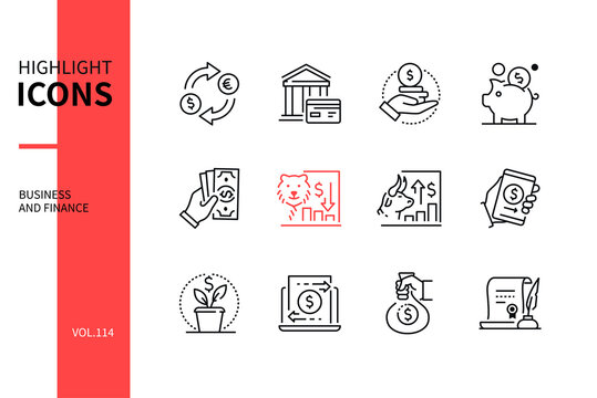 Business and finance - line design style icons set