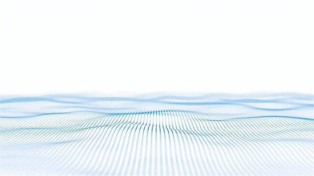Blue Lines Particles Wave On White Background . 4K Seamless loop	
