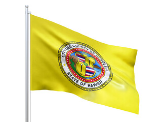 Aberdeen (city in Washington state) flag waving on white background, close up, isolated. 3D render