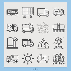 Simple set of sunshine related lineal icons.