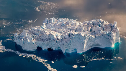 floating glaciers at fjord Disco Bay West Greenland