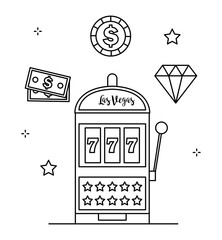 casino slot machine and gambling related icons, line style