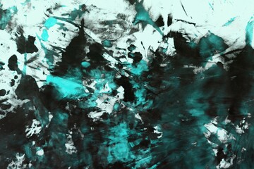 beautiful grunge light blue randomly painted canvas, fabric with color paint spots and blots texture for background use.