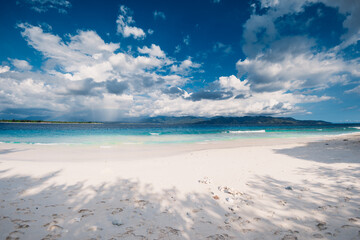 Tropical beach and sea in paradise island. Beach with white sand