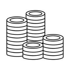 casino chips icon, line style