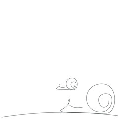 One line drawing snail animal. Vector illustration