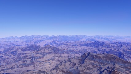 realistic surface of an alien planet, view from the surface of an exo-planet, canyons on an alien planet, stone planet, desert planet 3d render