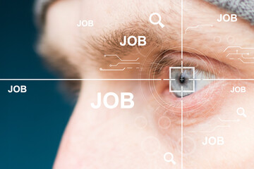 Eye monitoring and search job on virtual screen.
