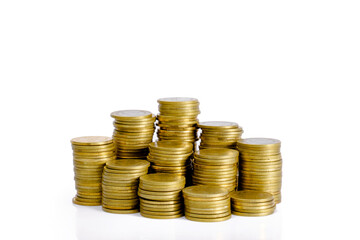 Saving money concept, coin stack growing business