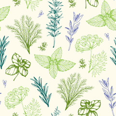Vintage pattern with Provencal herbs - 412613498