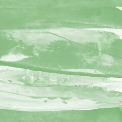 Modern contemporary acrylic background. Green texture made with a palette knife. Abstract painting on paper. Mess on the canvas.