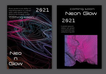 Flyer Layouts with Bright Gradient Terranion Shape and Glow Net