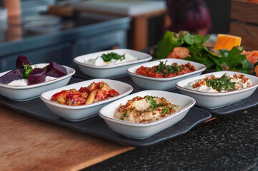 Traditional Turkish and Greek dinner meze table
