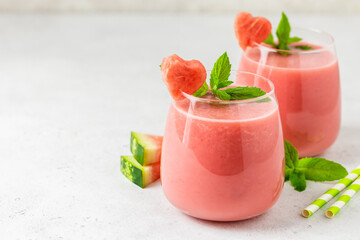 Watermelon mojito smoothie. Space for text.