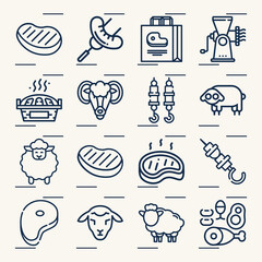 Simple set of lamb related lineal icons.