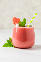 Strawberry  watermelon collagen smoothie. Space for text.
