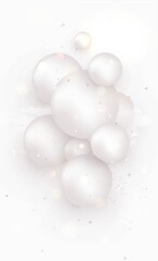 Abstract realistic white spheres. Balls in empty space. chemical molecular model. 3d geometric background for web banner, sales, promotional cover. Minimalistic concept. Vector.