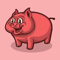 pig vector illustration isolated on pink background