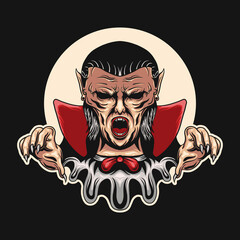 dracula catching pose vector illustration on dark background