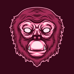 monkey head isolated on dark background