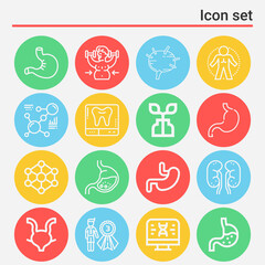 16 pack of physiology  lineal web icons set