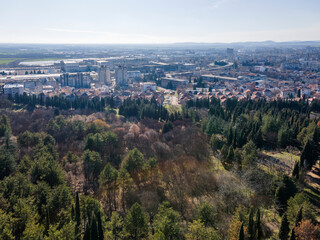 Fototapeta premium Aerial view of city of Stara Zagora