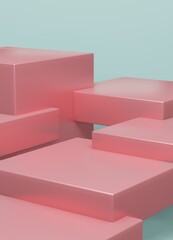 Display pedestal cube box geometric square product stand blank empty space podium stage showcase mock up boxes design presentation cosmetic template backdrop studio abstract background . 3d render.