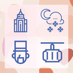 Simple set of winter related lineal icons