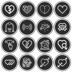 16 pack of attachment  lineal web icons set