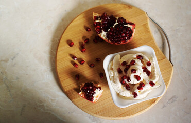 The taste of ice cream with red pomegranate is unique