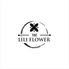 Lili Flower Logo.with Vintage Concept Vector Design