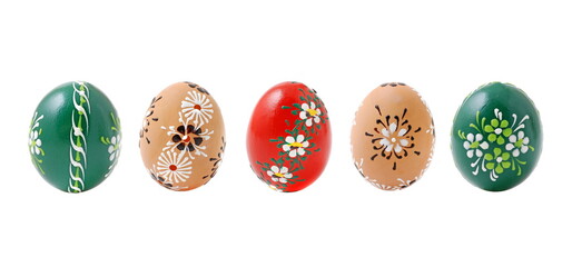 
Colorful home handmade easter eggs isolated on a white.