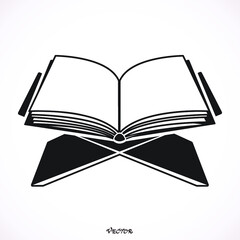 book  icon. Islamic religion. Koran. Silhouette symbol. Vector isolated illustration