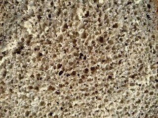the surface of a piece of bread