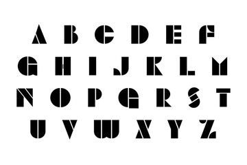 Bauhaus letters and numbers set. Modern typography. Font for events, promotions, logos, banner, monogram and poster.