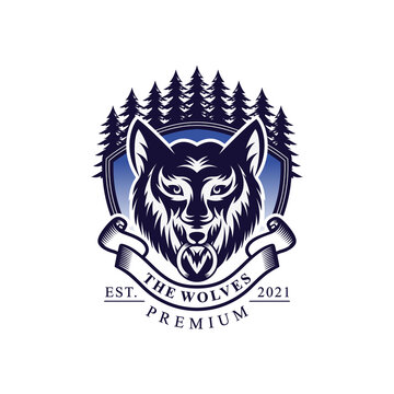wolf head illustration Logo Design 