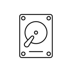 Vector hard drive disk, HDD flat color line icon.