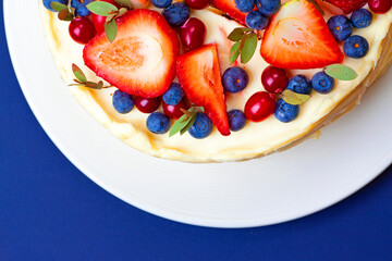 very tasty strawberry cake on a plate