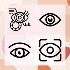 Simple set of visual sense related lineal icons