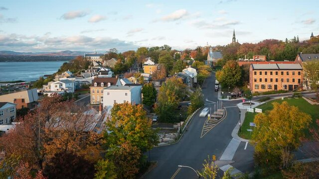 Timelapse view of Levis city on the south shore of the St. Lawrence River opposite Quebec City in Canada.