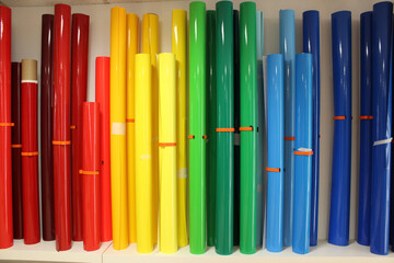 Colorful film rolls adhesive film in different colors - 412630601